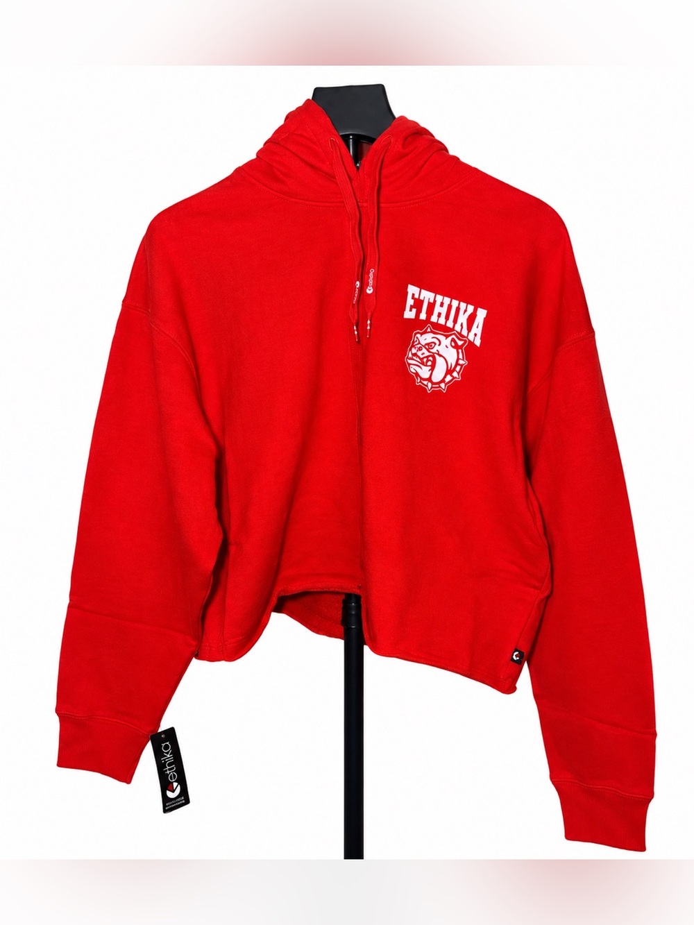 Ethika Red Cropped Graphic Hoodie Sweatshirt